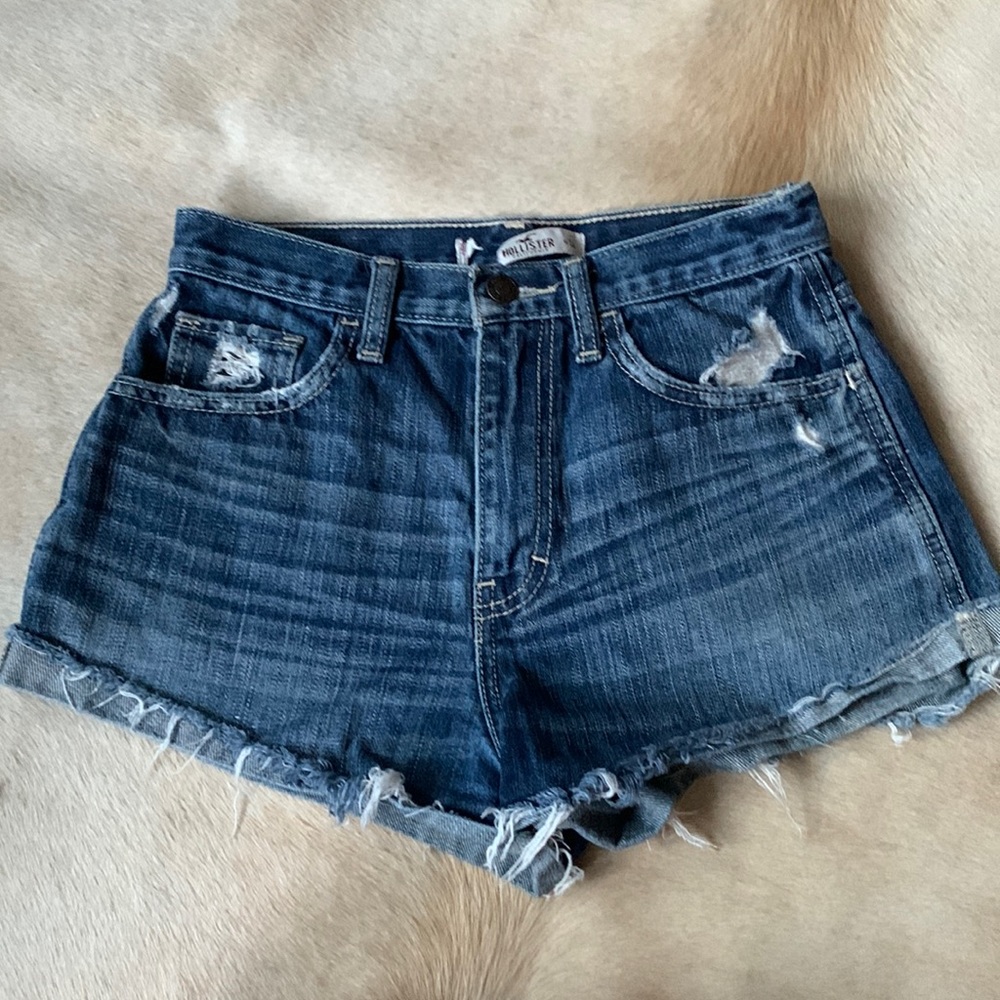 HOLLISTER Distressed Blue JEAN Shorts Size 24